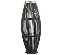 Beliani Willow Lantern Black 84Cm - Boho Bamboo Cage Lantern For Indoor And Sheltered Outdoor Use