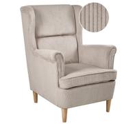 Beliani Wingback Chair Abson Corduroy Beige