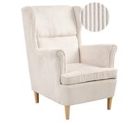 Beliani Wingback Chair Abson Corduroy Light Beige