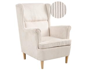 Beliani Wingback Chair Abson Corduroy Light Beige