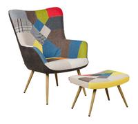 Beliani Wingback Chair Vejle With Footstool Fabric Multicolour