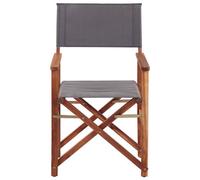 Beliani X Garden Set Of 2 Folding Director's Chairs - Dark Acacia Wood With Grey Toucan Pattern Canvas