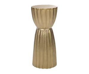Beliani Zenith Gold Distressed Aluminium Pillar Side Table 24 Cm - Contemporary Handmade Accent