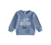 BeliBacca Lil Big Brother Waffle Shirt Baby Boy Tractor Pullover Fall Top | Toddler Brother Matching Outfits Fall Winter Baby Boy Clothes Long Sleeve Crew Neck Tractor Pullover Big Little Bro Shirts