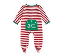 BeliBacca My First Christmas Newborn Outfits Baby Boy Girl Striped Solid Color Crew Neck Long Sleeve Zipper Footie Romper Infant One Piece Jumpsuit Fall Clothes (Pink, 0-3 Months)