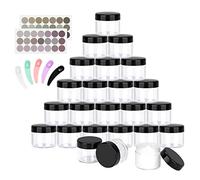 BELICOO 24 Pcs Sample Pots, 20ml Travel Cosmetic Jars with Lids for Women Eye Shadow Nails Powder, Lotion and Creams Storage (Black)