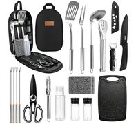 BELICOO Camping Utensils Set 18 Pcs, Camping Essentials with Storage Bag, Lightweight & Durable Camping Cooking Utensils Accessories for Travel, Picnics, BBQ, Party, Outdoor Hiking