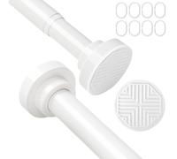 BELICOO Extendable Curtain Poles 70-130 cm Tension Rod for Net Curtains, 1Pcs Shower Curtain Pole No Drilling, White Shower Rail Extendable Shower Poles for Kitchen Cupboard Bathroom Bedroom Window
