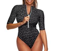 Belidome Black Leopard Print Rash Guard Women One-Pice Swimsuit Quick Dry Surfing Swimwear Bathing Suits