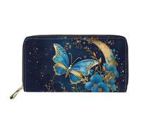 Belidome Blue Butterfly Wallet for Women Purses Change Zipper Mini Cash Wallet PU Leather