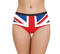 Belidome Britain Flag Women's Cotton Brief Underwear with Black Lace Waist Butt Lfit Sexy Bikini Panties Underpants Soft Comfy