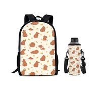 Belidome Capybara School Bag Book Backpack 500ml Bottle Holder Pouch for Elementary Boys Girls