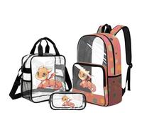 Belidome Clear Dragon Backpack and Lunch Bag Set for Girls 6-8: 4 Pocket Cute Backpack Matching Lunch Box - No More Time-Consuming Gate Checks