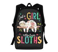 Belidome Colorful Sloth Kids School Backpack Bag, Just A Girl Who Loves Sloth, Bookbag for Preschool Middle Girls