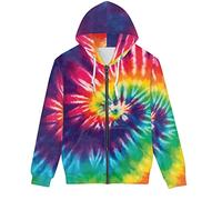 Belidome Colorful Tie Dye Mens Hoodie Zip Up Jacket for Athletic Running Gym Fitness Zipper Hooded Sweatshirt Spring Fall Coat