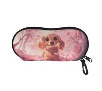 Belidome Corgi Dog Glasses Holder Bag Cherry Blossom Sunglasses Pouch with Zipper