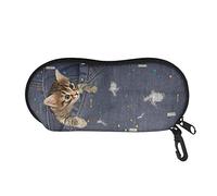 Belidome Cute Cat Small Glasses Case Holder with Hook Zipper Portable Lightweight