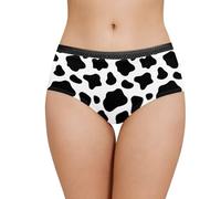 Belidome Cute Cow Print Underwear for Women Seamless Sexy Bikini Panties Briefs Underpants Plus Size S-5XL, Black and White