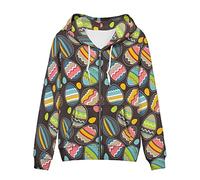 Belidome Easter Eggs Women's Zip Up Hoodie Plus Size Sweatshirt Jackets with Zipper Lightweight for Athletic Casual Gym
