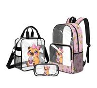 Belidome Girls Clear School Bag and Lunch Box Set 6-8: 3 Piece Capybara Backpack Set - No More Messy Backpack, Water Resistant