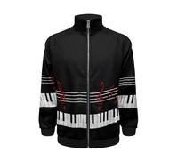 Belidome Men Piano Music Notes Jacket Zip Up Cardigan Windbreaker Coats