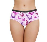 Belidome Purple Butterfly Womens Underwear Seamless Brief Underpants Plus Size S-5XL with Elastic Waist Soft Breathable Lightweight