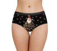 Belidome Santa Claus Snowflake Womens Underwear Brief Bikini Xmas Panty Underpants Plus Size S-5XL Tummy Control