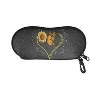 Belidome Sunflower Butterfly Design Glasses Pouch with Zipper Hook Protable Universal Soft