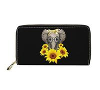 Belidome Sunflower Elephant Leather Wallet for Women Girls Durable Long Purse