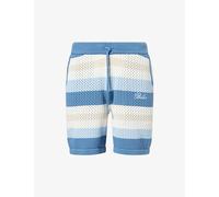 Belier Mens Belier Como Striped Crochet-Knit Cotton Shorts Blue M
