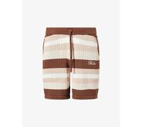 Belier Mens Belier Como Striped Crochet-Knit Cotton Shorts Mocha M