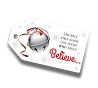 Believe Bell Labels Tags for Funny Christmas Kids Activity and Schools, DIY Xmas Stocking fillers 250gsm (100)