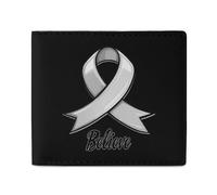 Believe - Brain Cancer Billfold Wallet Leather Purse Cute Card Holder Clutch for Business Travel