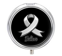 Believe - Brain Cancer Pill Box 3 Compartment Small Portable Medicine Case Pill Organizer for Pocket Purse