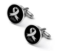 Believe - Brain Cancer Shirt Cufflinks Round Cuff Links for Business Wedding Party Father's Day Gift 1.7cm