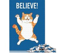 Believe Cat Jigsaw Puzzles Puzzles for Adults Kids. 1000 Piece Impossible Challenge Toy Educational Game Home Decoration for Educational Games Gifts 1000pcs (40x28cm)