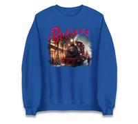 Believe Christmas Train Sweatshirt,Magical Christmas Eve Train Ride Christmas Jumper Royal