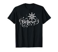 Believe Elegant Snowflake Winter Holiday Christmas T-Shirt