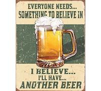 Believe in Beer Party Booze Lager Vintage Retro Man Cave Bar Pub Shed Novelty Gift Aluminium Metal Tin Wall Décor Sign