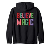 Believe In Magic Whimsical Typography Zip Hoodie