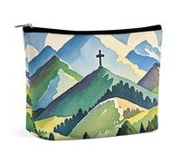 Believe in Makeup Bag, Portable PU Leather Cosmetic Bag with Zipper Pouch, Waterproof Travel Toiletry Bag for Women Men