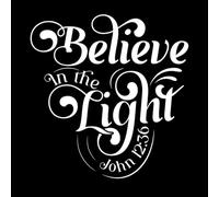 Believe in The Light John Bible Christian Scriptures Motivational and Inspirational Wall Stickers Paster Paper 54.6x56.7cm Removable Without Leaving Glue White