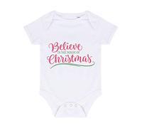 Believe in The Magic of Christmas Coloured Style Baby Grow Vest, 0-3 Months, White