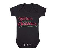 Believe in The Magic of Christmas Coloured Style Baby Grow Vest, 3-6 Months, Black