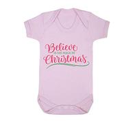 Believe in The Magic of Christmas Coloured Style Baby Grow Vest, 6-12 Months, Pastel Pink