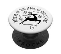 Believe in The Magic of Christmas Reindeer Christmas Holiday PopSockets Adhesive PopGrip