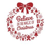 Believe in the Magic of Christmas Vinyl Sticker, Phone, Laptop, Window, Decorative Sticker (Large - 20x20cm)