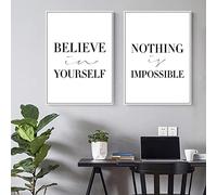 Believe In Yourself Nothing Impossible Inspirational Quotes Canvas Painting Wall Art Pictures Poster Prints Office Decor 30x45cmx2Pcs Frameless