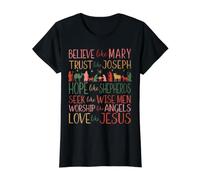 Believe Like Mary Trust Christmas Nativity Jesus Christian Value Graphic T-Shirt