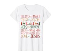 Believe Like Mary Trust Christmas Nativity Jesus Christian Value Graphic T-Shirt